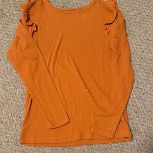 Granimals Orange Long Sleeve Ruffle Tee